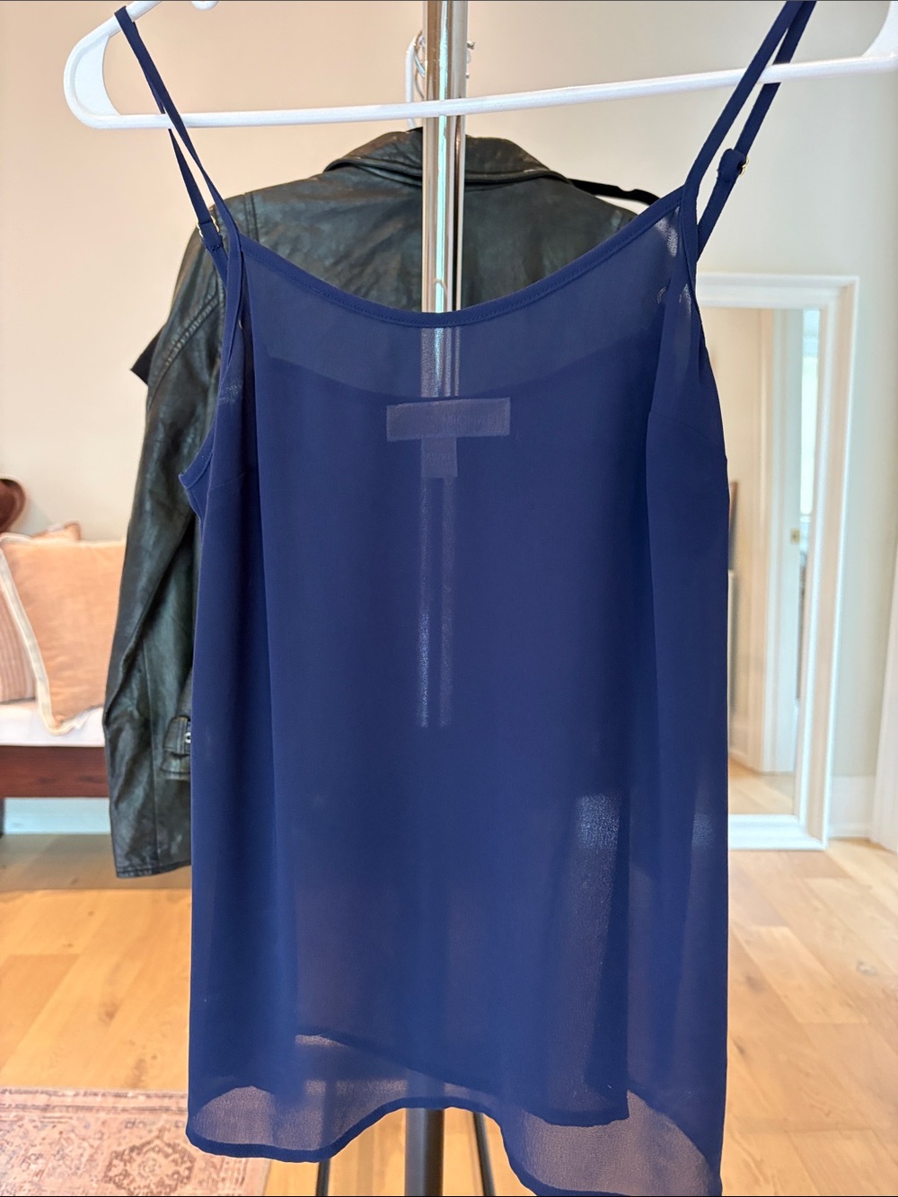 Michael Kors Dark Navy Sheer Spaghetti-Strap Camisole